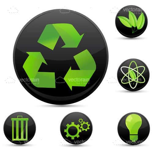 Recycle Symbols Badges Set Recycle Symbols Badges Set